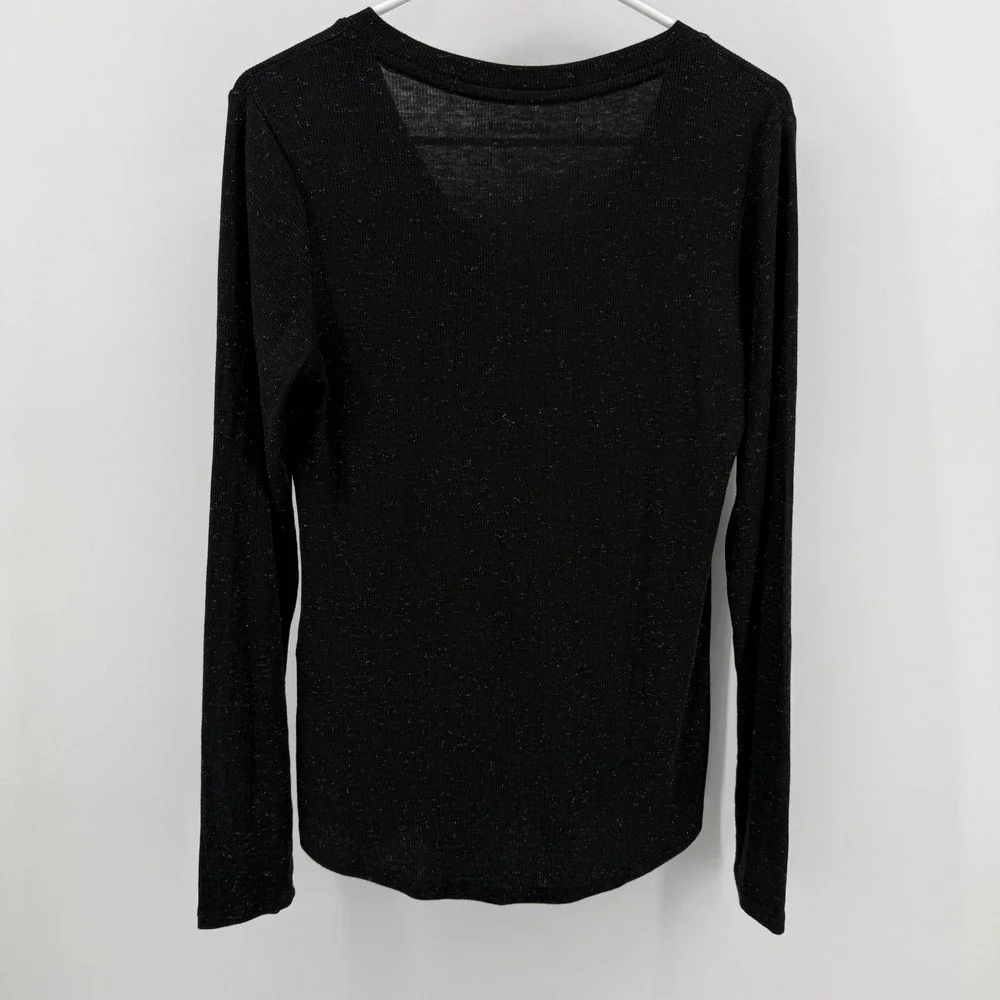 Harley-Davidson Womens Black Ribbed V-Neck Long Sleeve Top 96461-23VW Small - Picture 5 of 10